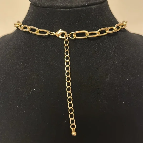 13 inch Gold Tone Paper Clip Chain Necklace - Picture 2 of 3